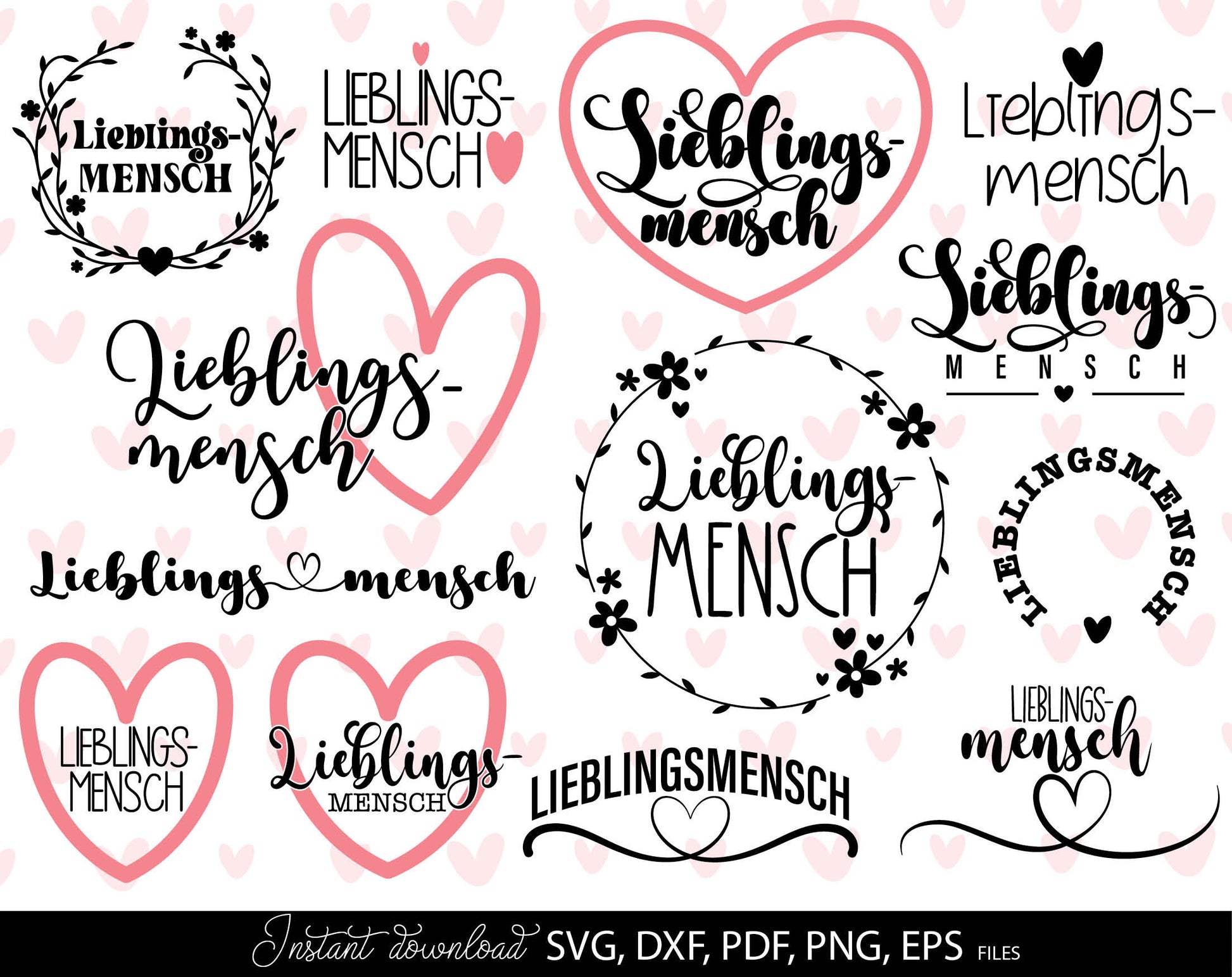 Lieblings mensch plotter files SVG PNG PDF EPS DXF files included. Compatible with Cricut, Silhouette or other equipment. Cut from vinyl, use for printing, sublimation or laser cut, grave projects. Buy now for a good price and enjoy!