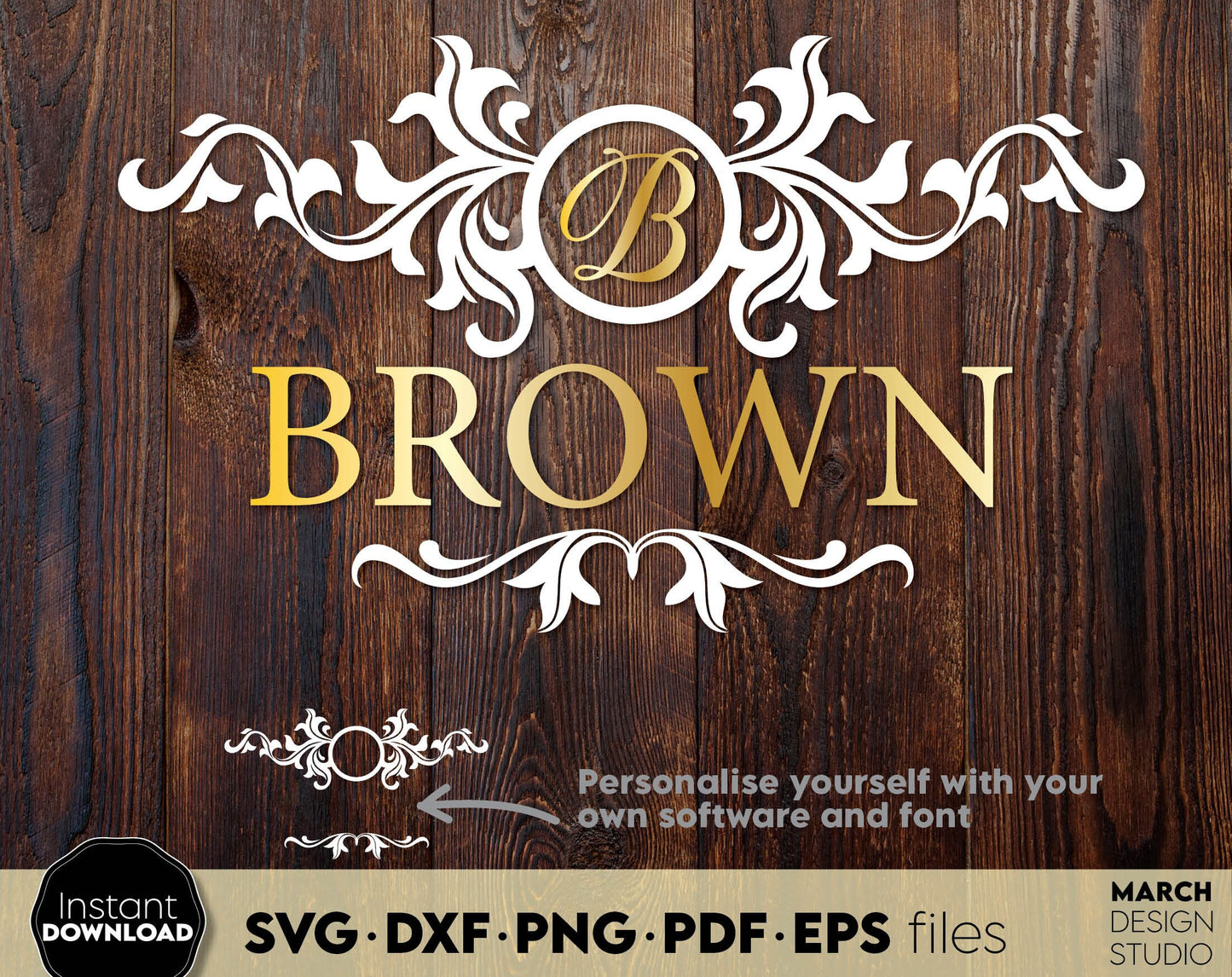 This monogram frame you can use for a lot of events in your life. For Your wedding gifts, farmhouse decoration, birthday party and etc. SVG, DXF, EPS, PNG files included. Use for cutting from vinyl, sublimation or laser cut projects. Buy now!