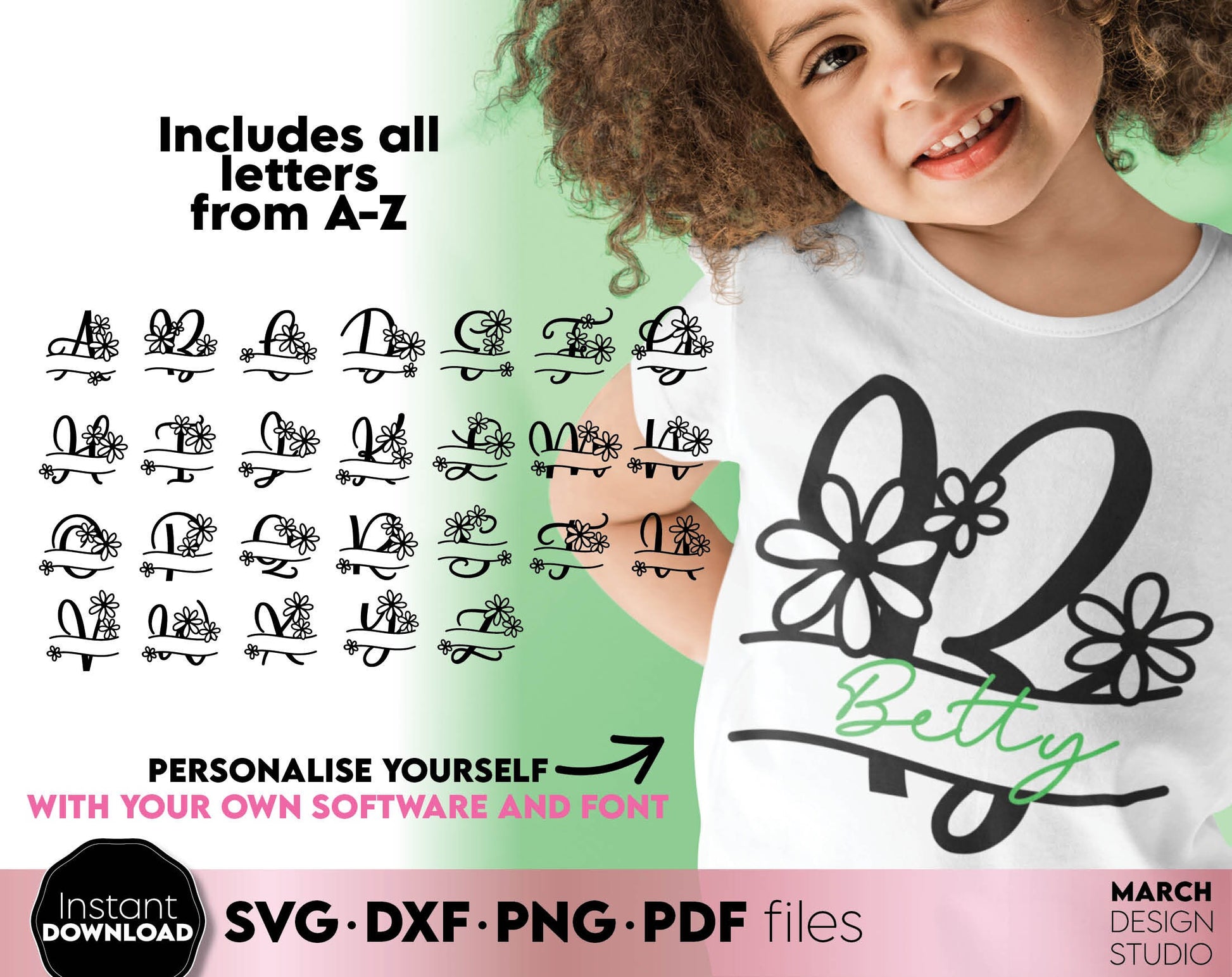 Flourish Letters Alphabet font you can use to surprise your loved ones. Just click ADD TO CARD. You can use Floral monogram font to make gifts for various important events, like - Christmas, Birthdays, Weddings, etc. Compatible with Cricut. Enjoy!