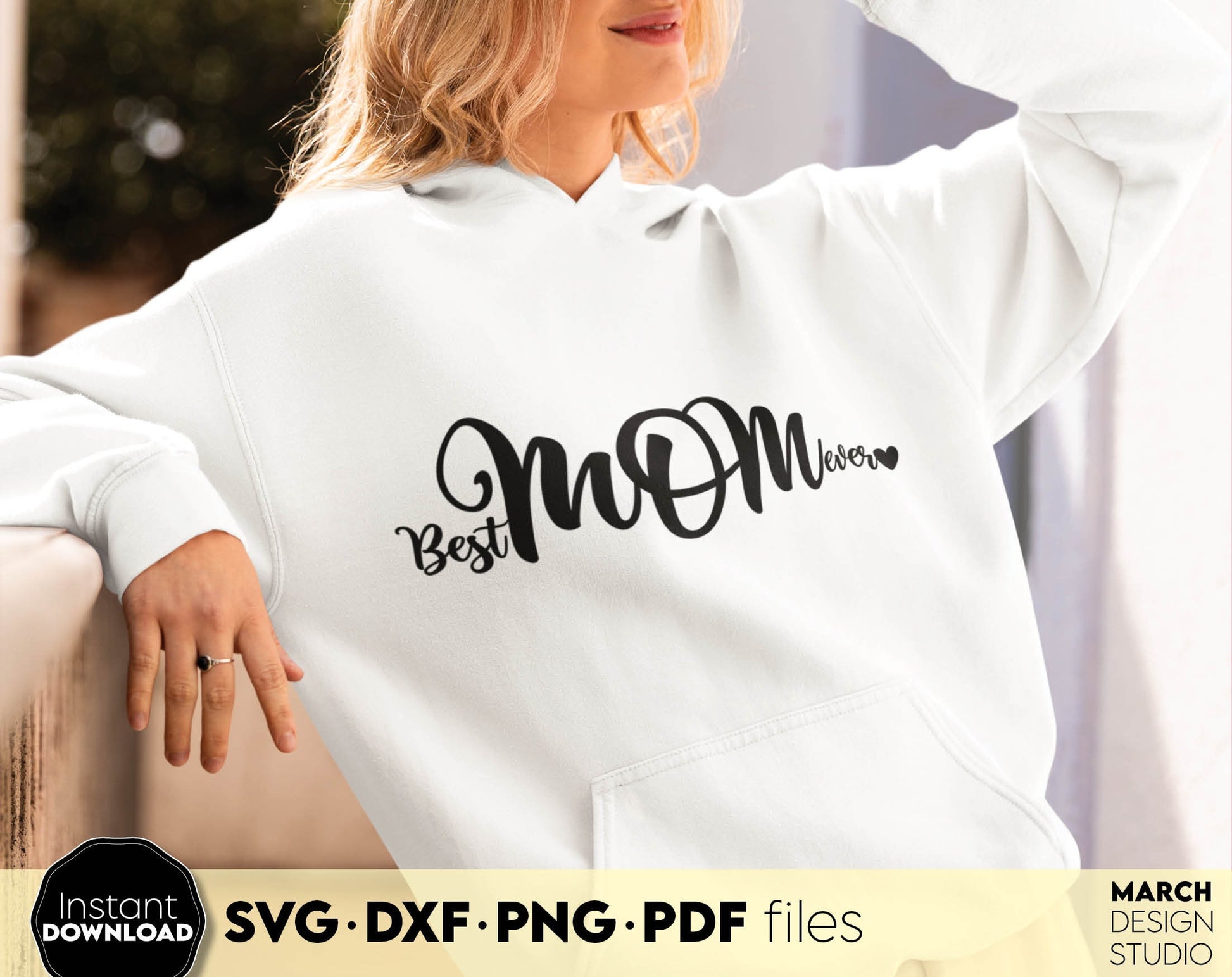 Best Mom Ever design for Mothers Day or Mom Birthday Gift ideas. SVG PNG DXF PDF files included. Compatible with Cricut, Silhouette or other equipment. Cut from vinyl, use for sublimation or laser cut or grave projects. Buy now for a good price!