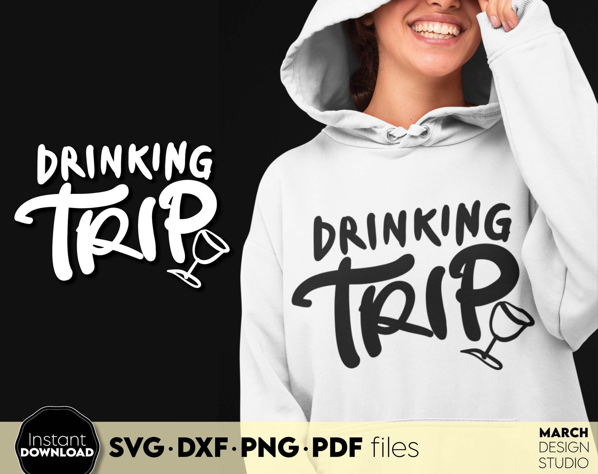 Drinking Trip funny girls vacation matching shirts design. SVG DXF PNG PDF files included. Compatible with Cricut, Silhouette or other equipment. Cut from vinyl, use for sublimation or laser cut / grave projects. Buy now for a good price and enjoy!