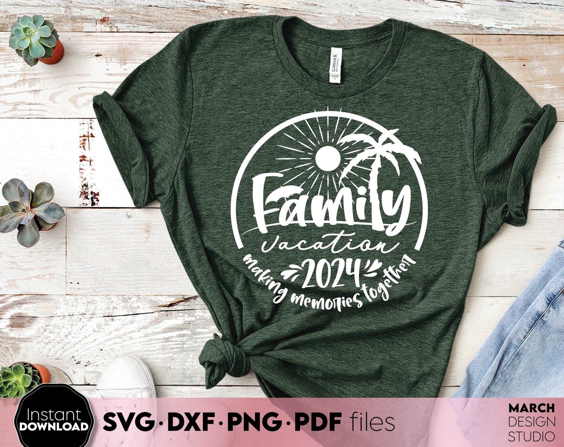 Making Memories Together - Family Vacation 2024 matching shirt design. SVG PNG DXF EPS PDF files included. Compatible with Cricut, Silhouette or other equipment. Cut from vinyl, use for sublimation or laser cut projects. Buy now for a good price!