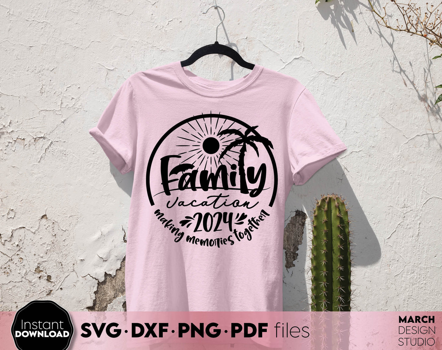 Making Memories Together - Family Vacation 2024 matching shirt design. SVG PNG DXF EPS PDF files included. Compatible with Cricut, Silhouette or other equipment. Cut from vinyl, use for sublimation or laser cut projects. Buy now for a good price!