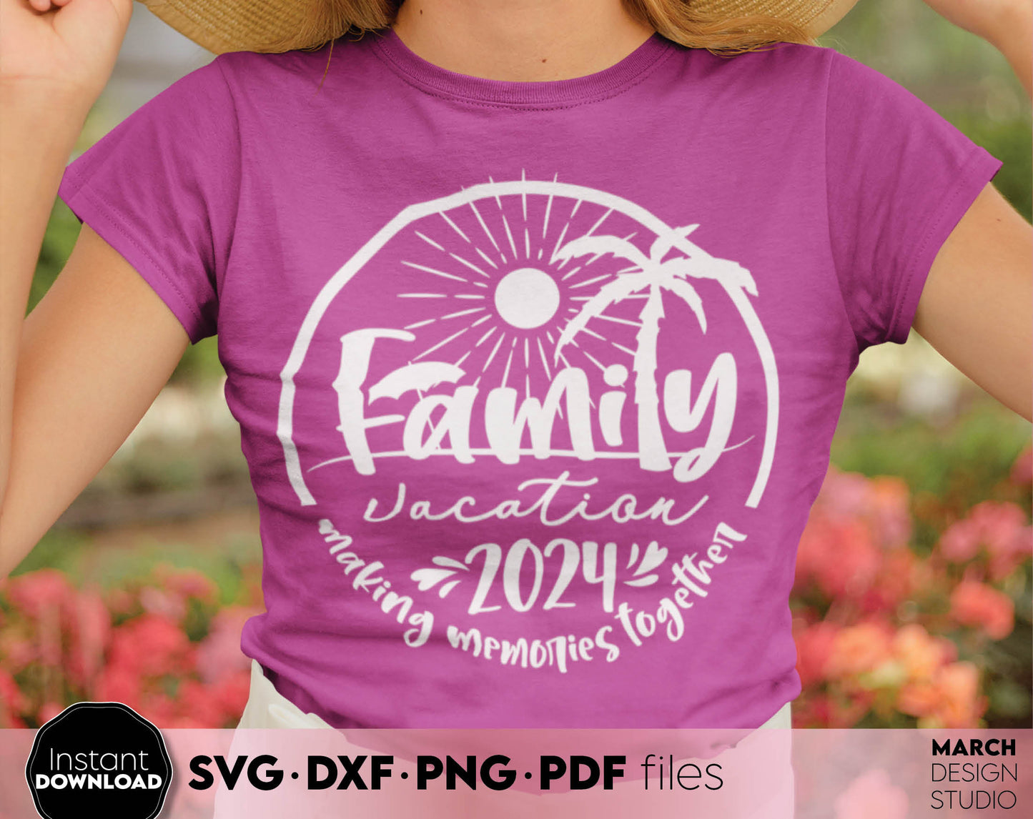 Making Memories Together - Family Vacation 2024 matching shirt design. SVG PNG DXF EPS PDF files included. Compatible with Cricut, Silhouette or other equipment. Cut from vinyl, use for sublimation or laser cut projects. Buy now for a good price!