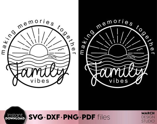 Making Memories Together - Family Vibes 2024 matching shirt design. SVG PNG DXF EPS PDF files included. Compatible with Cricut, Silhouette or other equipment. Cut from vinyl, use for sublimation or laser cut projects. Buy now for a good price!