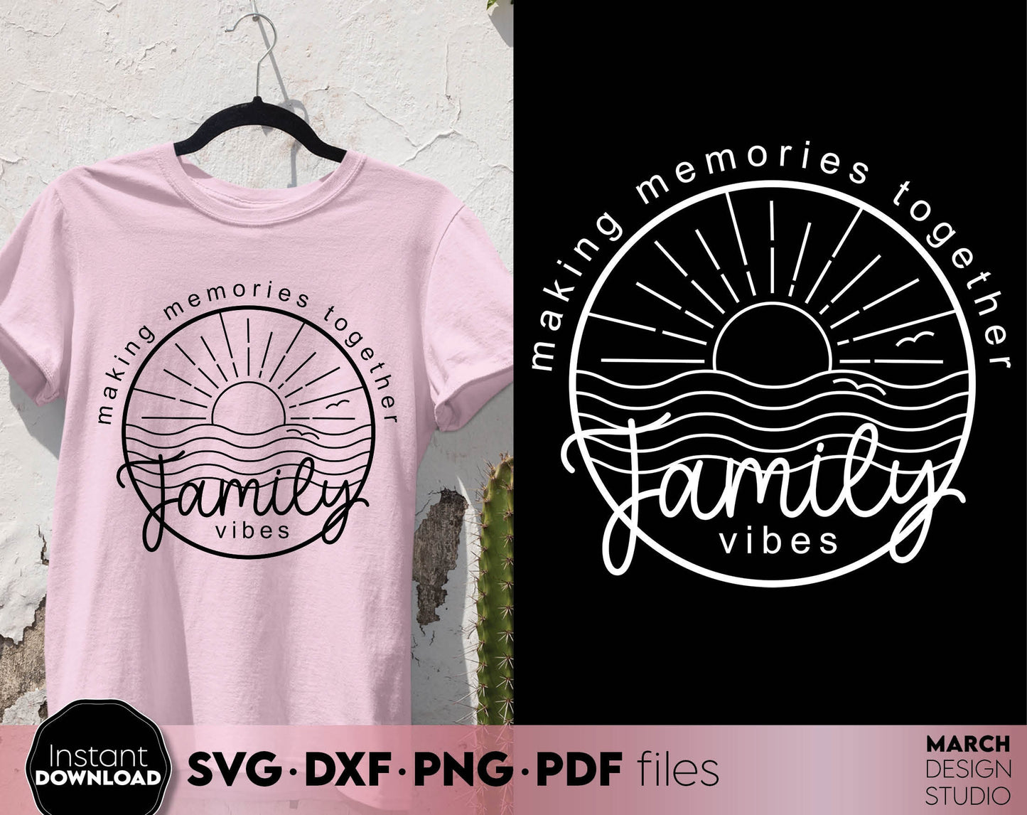 Making Memories Together - Family Vibes 2024 matching shirt design. SVG PNG DXF EPS PDF files included. Compatible with Cricut, Silhouette or other equipment. Cut from vinyl, use for sublimation or laser cut projects. Buy now for a good price!