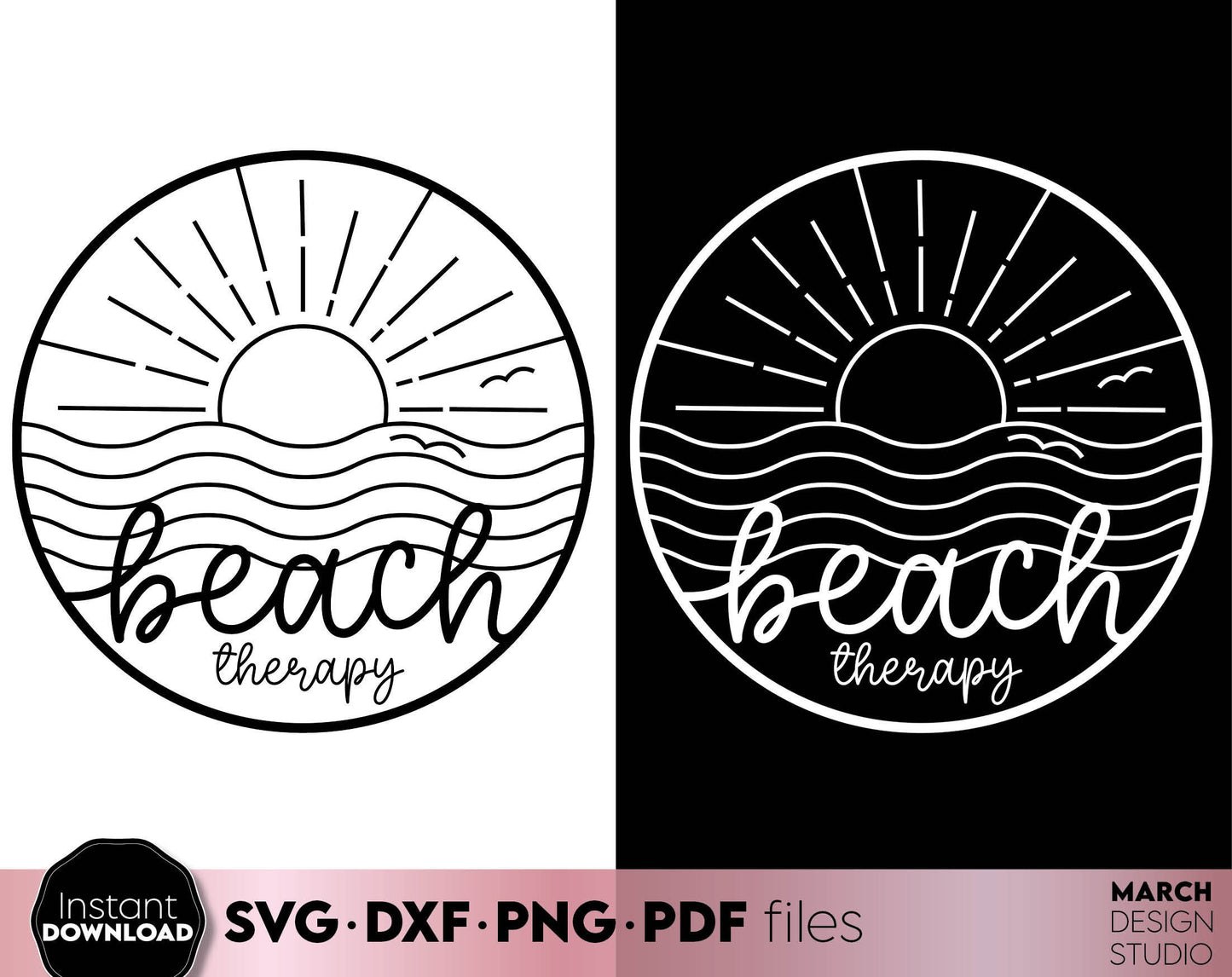 Beach therapy summer trip shirt design. SVG DXF PNG PDF files included. Compatible with Cricut, Silhouette or other equipment. Cut from vinyl, use for sublimation or laser cut or grave projects. Buy now for a good price and enjoy!