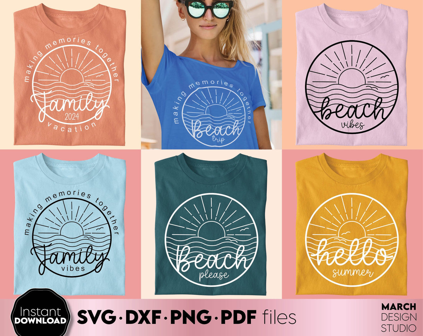 Making memories together. Family vacation matching shirt design for Your family summer trip 2024. SVG DXF PNG PDF files included. Compatible with Cricut, Silhouette or other equipment. Cut from vinyl, use for sublimation or laser cut or grave project