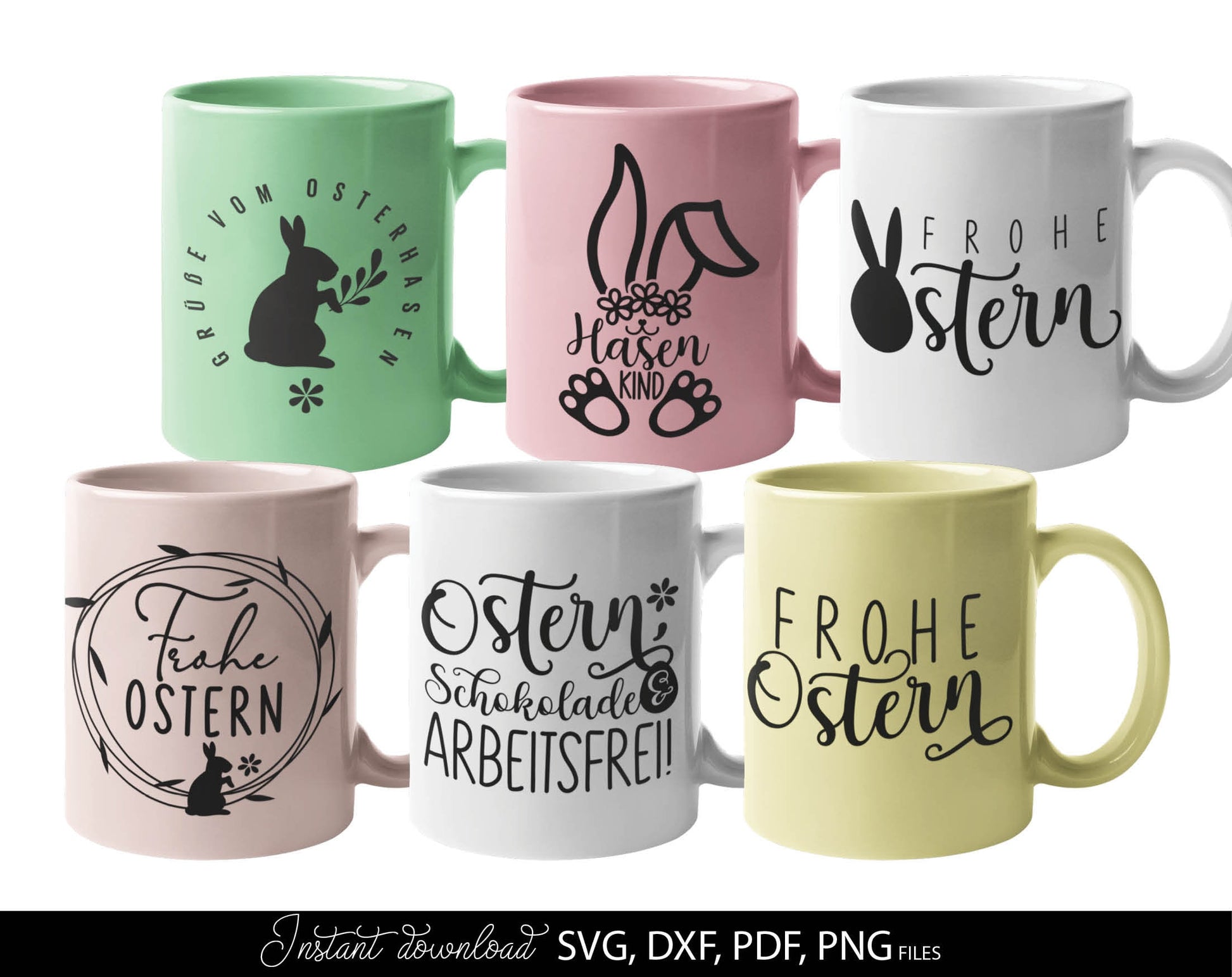 German Ostern Plotter File SVG DXF PNG and PDF files included. Spring Bunny Heart Botanical Egg | Cricut Silhouette Download Plotting Bundle. Compatible with Cricut, Silhouette and others machines. Use for sublimation or laser cut projects as well.