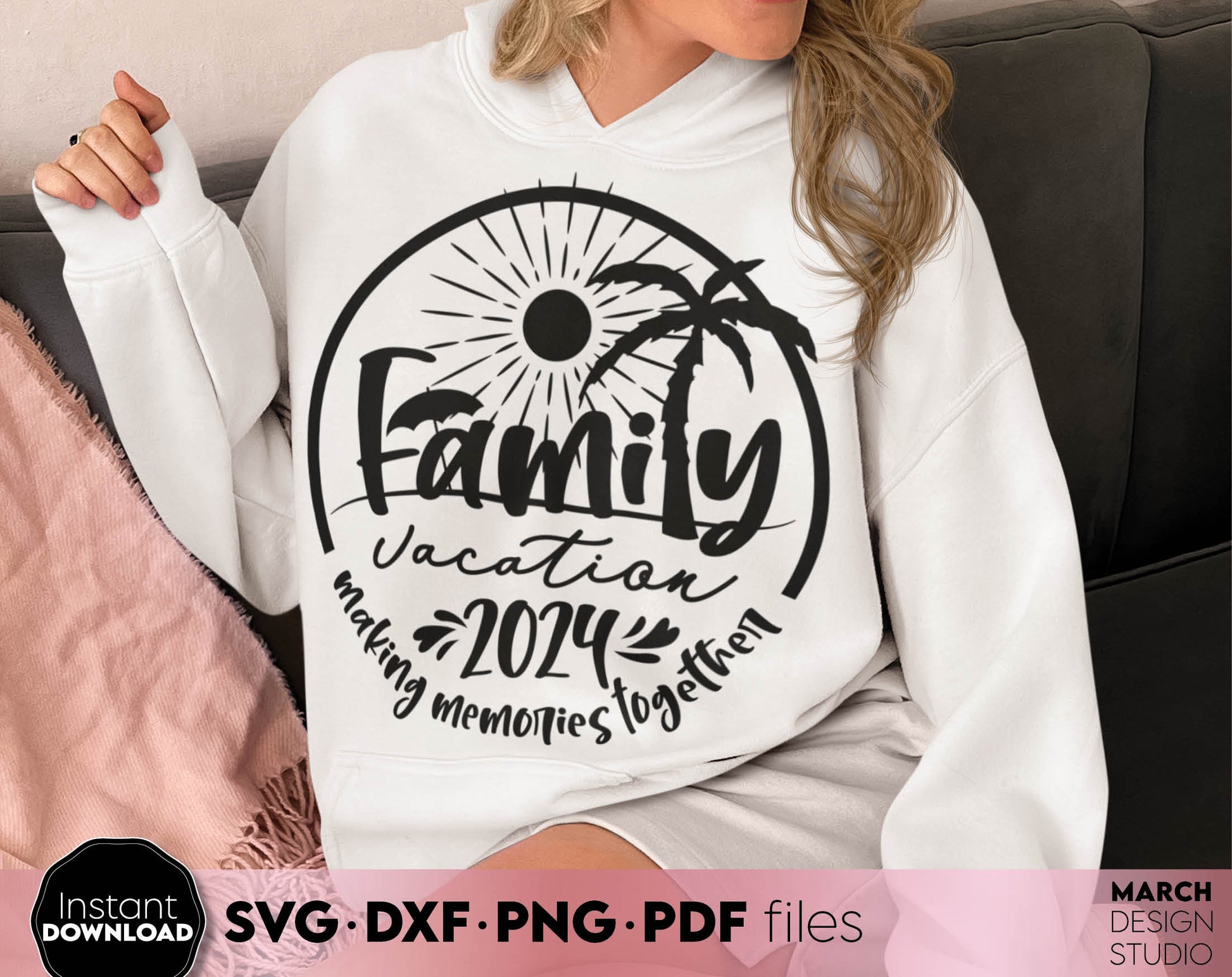 Making Memories Together - Family Vacation 2024 matching shirt design. SVG PNG DXF EPS PDF files included. Compatible with Cricut, Silhouette or other equipment. Cut from vinyl, use for sublimation or laser cut projects. Buy now for a good price!