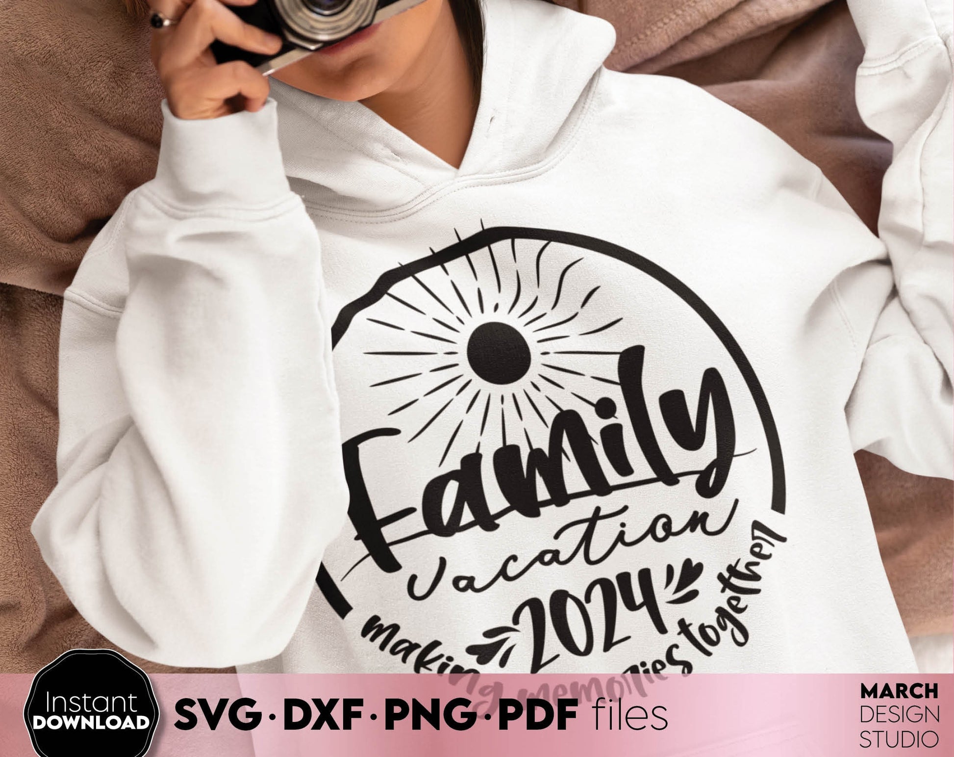 Making memories together. Family vacation matching shirt design for Your family summer trip 2024. SVG DXF PNG PDF files included. Compatible with Cricut, Silhouette or other equipment. Cut from vinyl, use for sublimation or laser cut or grave project