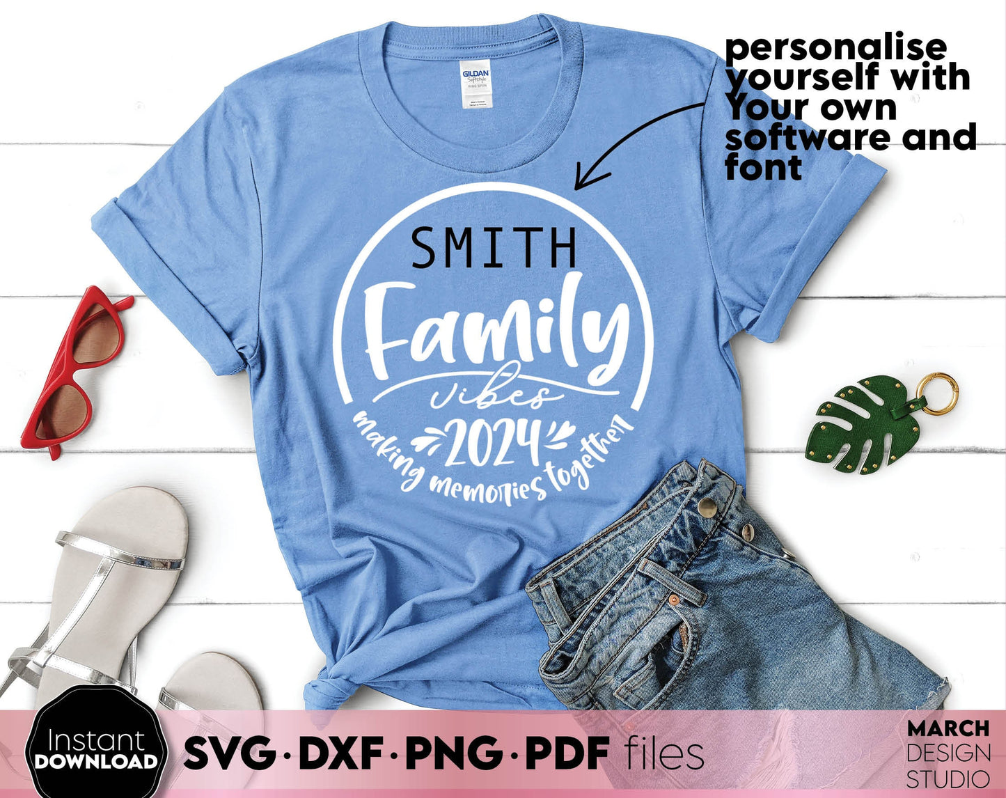 Making memories together. Family vacation matching shirt design for Your family summer trip 2024. SVG DXF PNG PDF files included. Compatible with Cricut, Silhouette or other equipment. Cut from vinyl, use for sublimation or laser cut or grave project