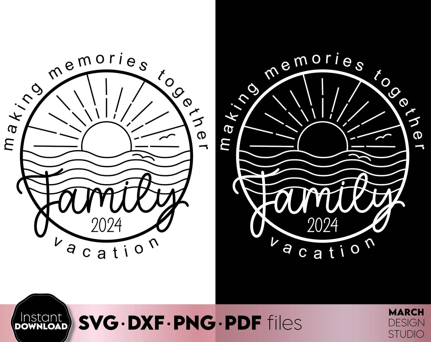 Making Memories Together - Family Vacation 2024 matching shirt design. SVG PNG DXF EPS PDF files included. Compatible with Cricut, Silhouette or other equipment. Cut from vinyl, use for sublimation or laser cut projects. Buy now for a good price!