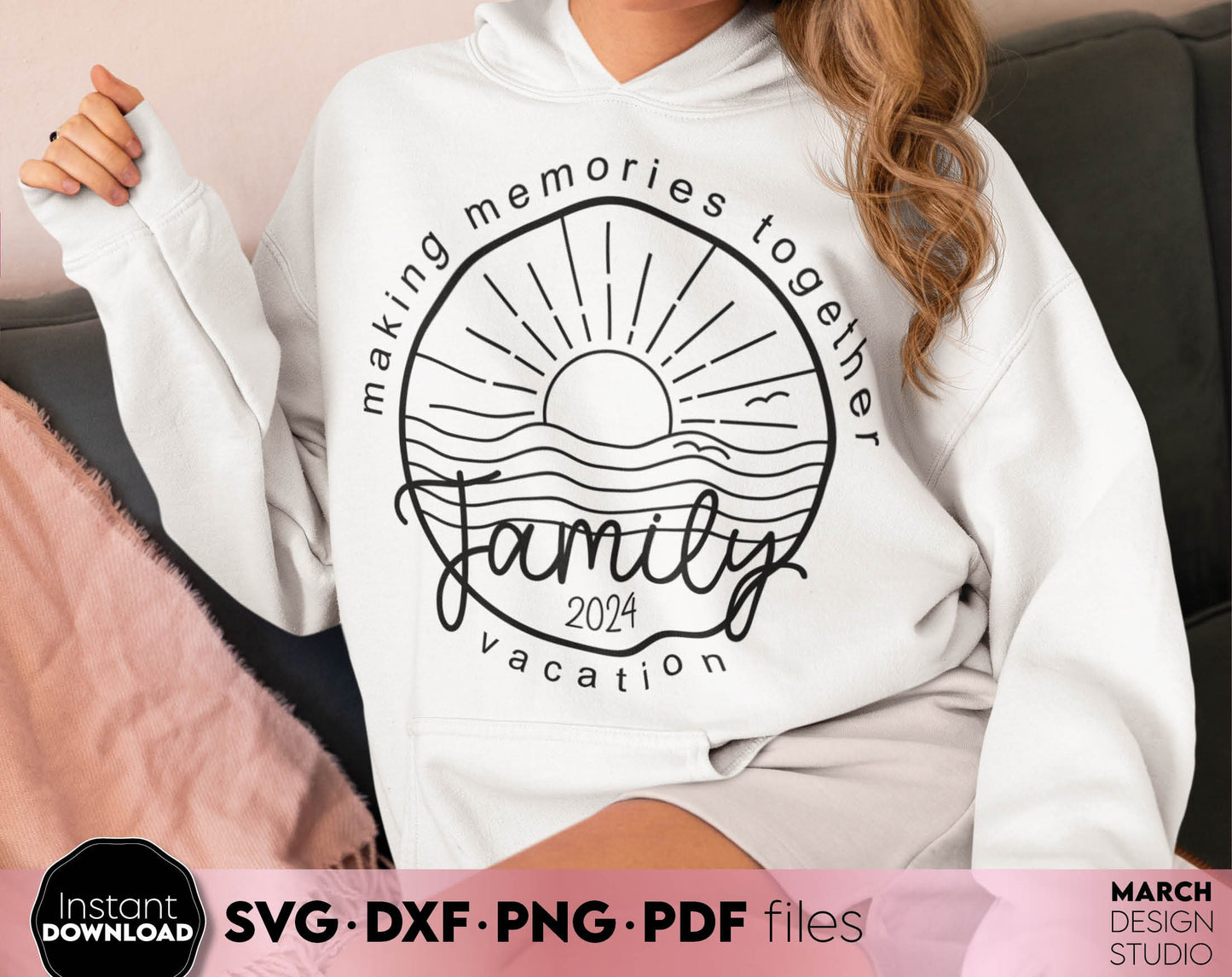 Making Memories Together - Family Vacation 2024 matching shirt design. SVG PNG DXF EPS PDF files included. Compatible with Cricut, Silhouette or other equipment. Cut from vinyl, use for sublimation or laser cut projects. Buy now for a good price!