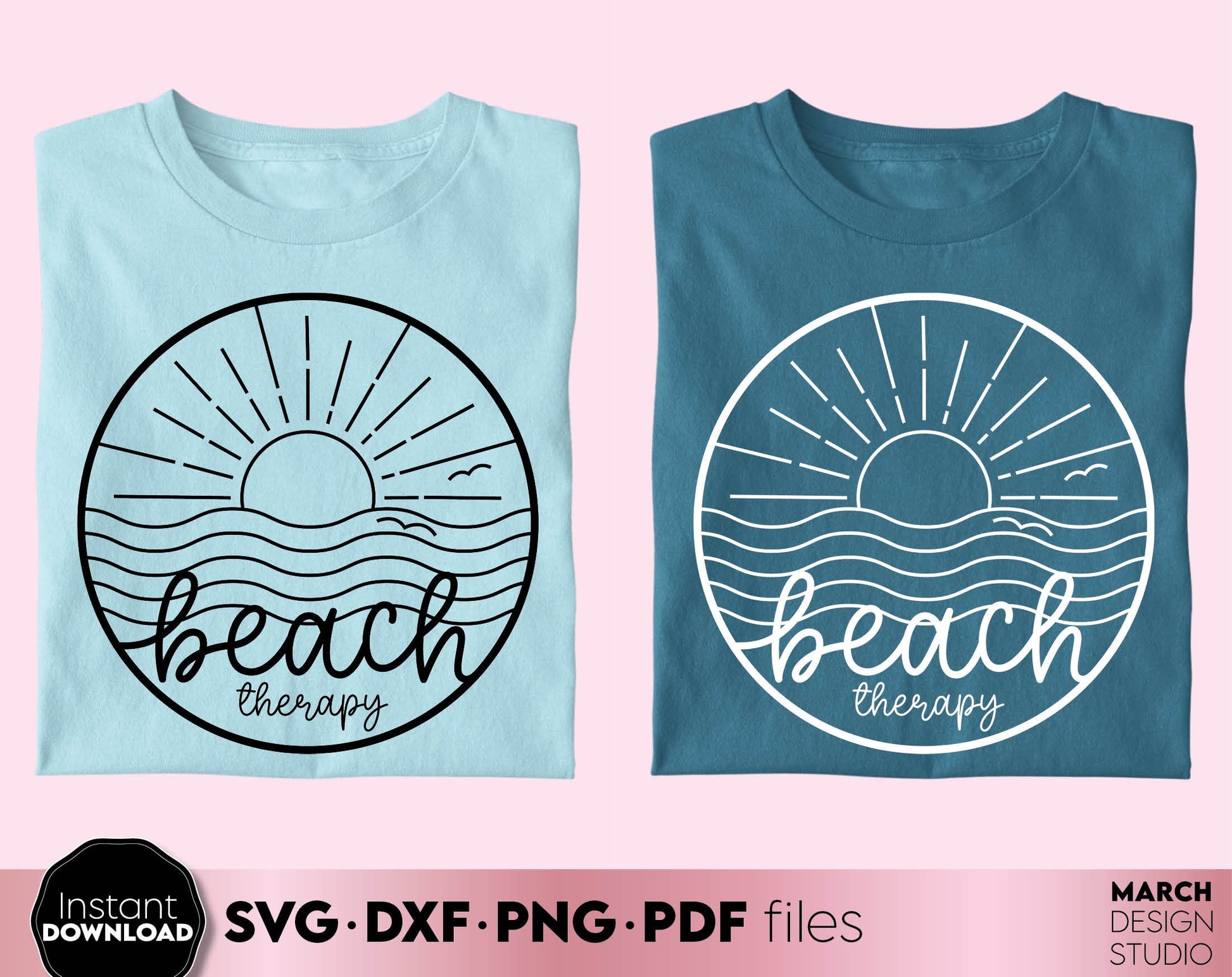 Beach therapy summer trip shirt design. SVG DXF PNG PDF files included. Compatible with Cricut, Silhouette or other equipment. Cut from vinyl, use for sublimation or laser cut or grave projects. Buy now for a good price and enjoy!