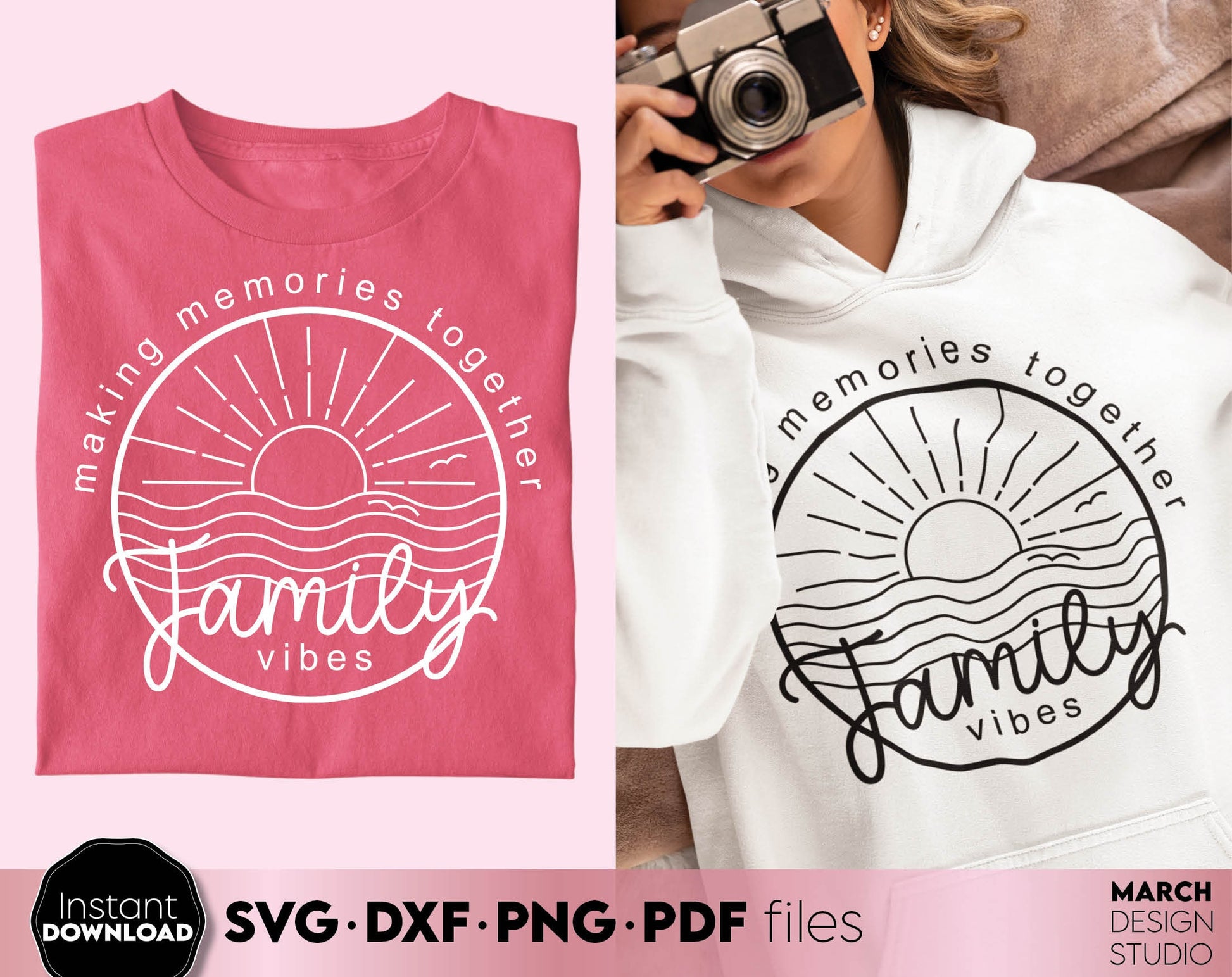 Making memories together. Family vacation matching shirt design for Your family summer trip 2024. SVG DXF PNG PDF files included. Compatible with Cricut, Silhouette or other equipment. Cut from vinyl, use for sublimation or laser cut or grave project