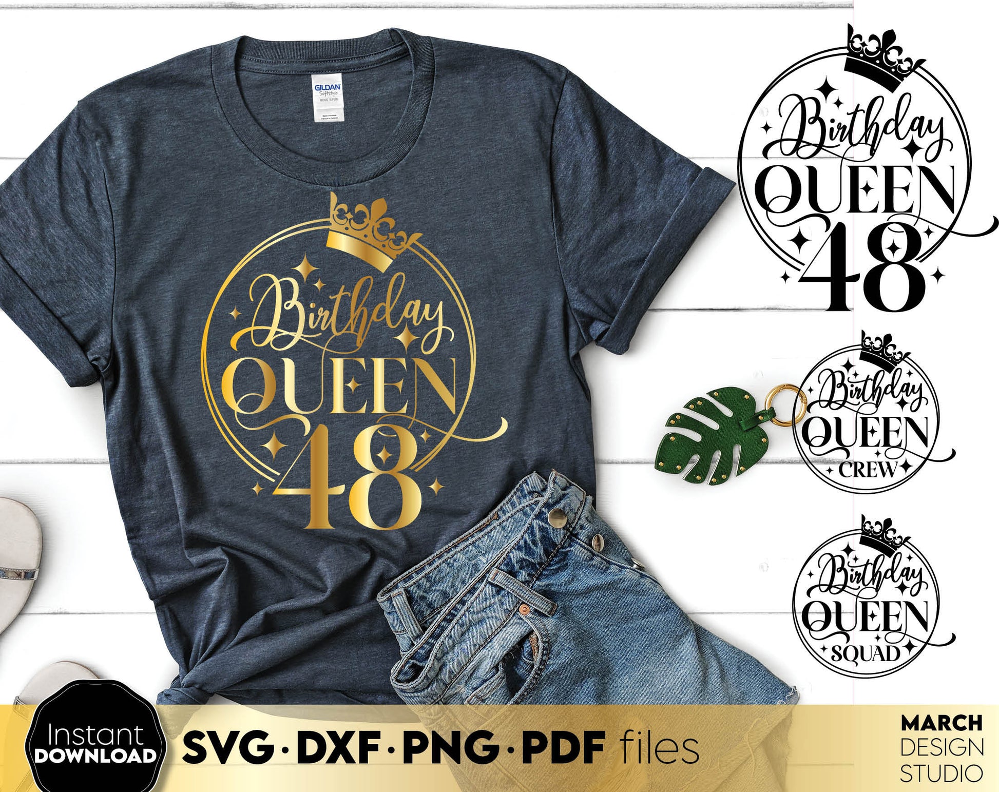 48th Birthday Queen design for Your loved ones Birthday Gift. SVG PNG EPS DXF files included. Compatible with Cricut, Silhouette or other machine. Cut from vinyl, use for sublimation or laser cut projects. Enjoy!