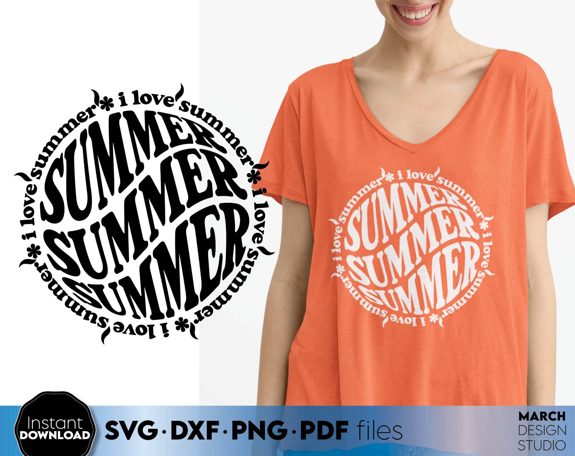 I love summer vintage shirt design for Your summer shirt design. SVG DXF PNG PDF files included. Compatible with Cricut, Silhouette, sublimation printers or laser cut equipment. Cut from vinyl, use for sublimation or laser cut or grave projects.