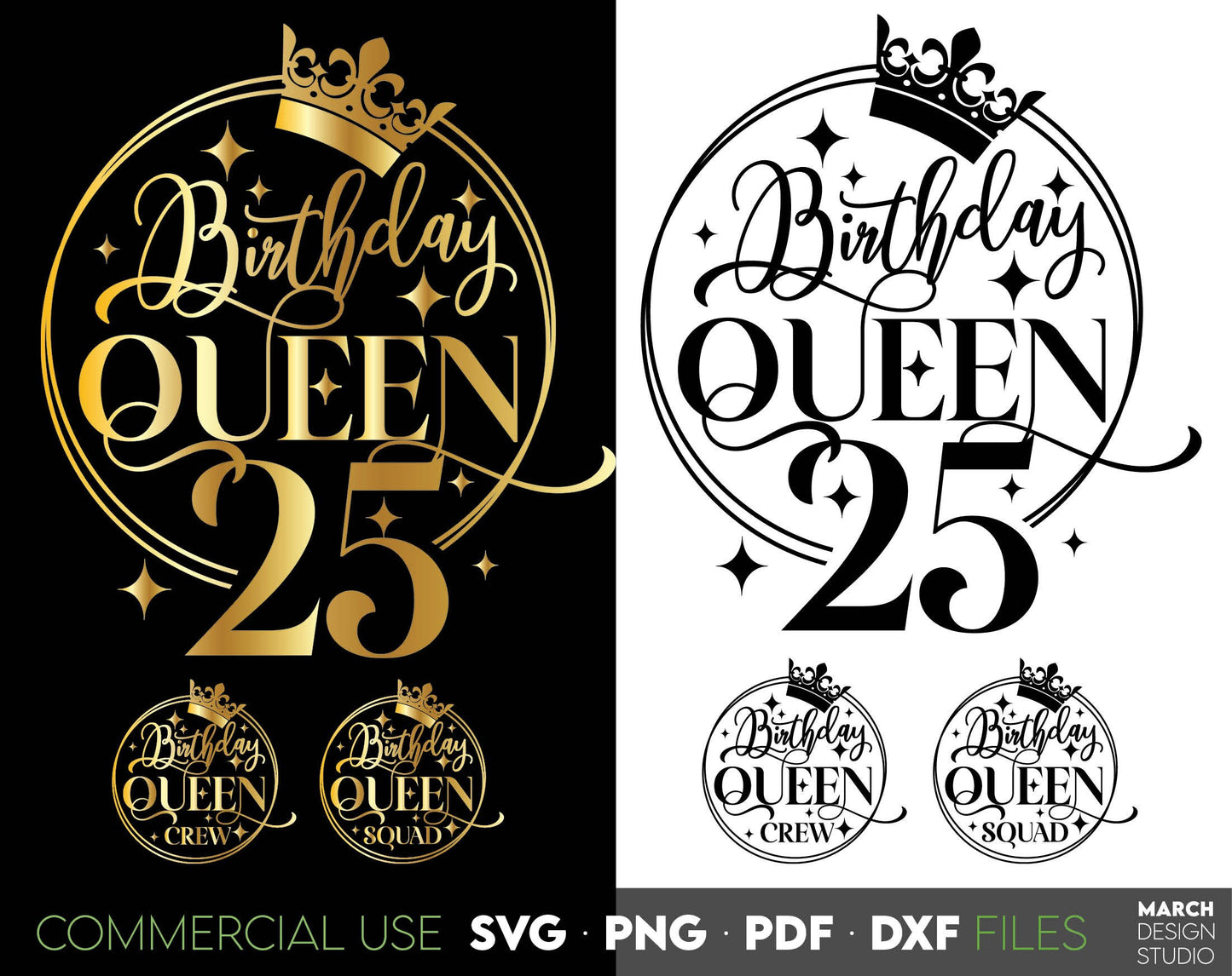 25th Birthday design for cut from vinyl and sublimation projects. Gold design is royal and beautiful.