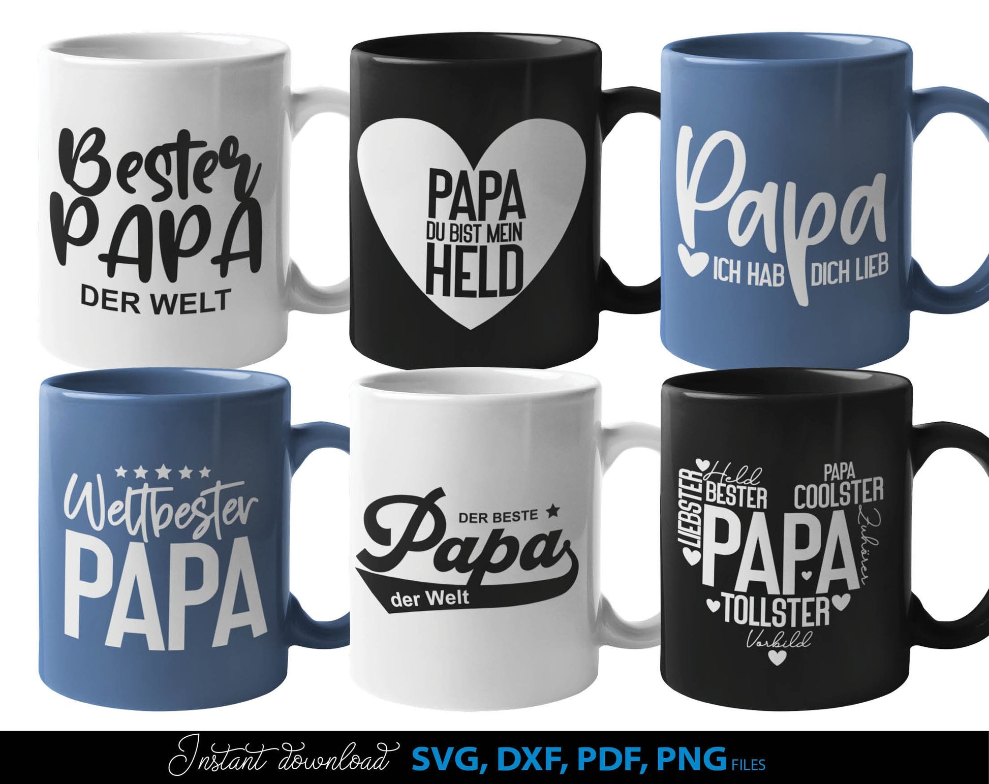 German Papa plotterdatei bundle for Your Papa birthday or fathers day gift ideas. SVG DXF PDF PNG files included. Compatible with Cricut, Silhouette, sublimation printers or other equipment. Cut from vinyl, use for sublimation or laser cut or grave.