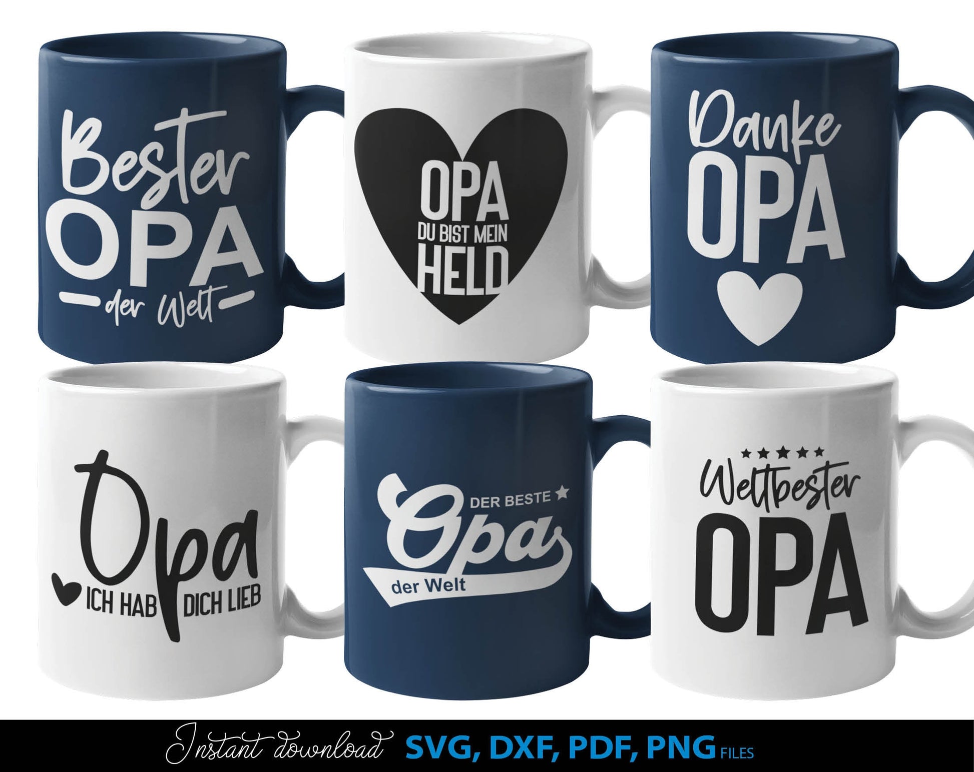 German Opa plotterdatei bundle for Your Opa birthday or fathers day gift ideas. SVG DXF PDF PNG files included. Compatible with Cricut, Silhouette, sublimation printers or other equipment. Cut from vinyl, use for sublimation or laser cut or grave.