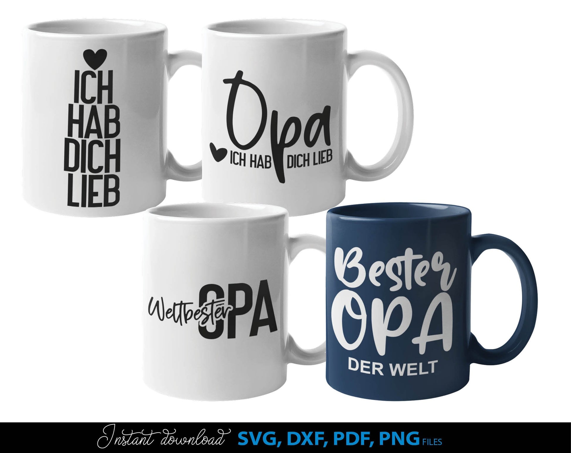 German Opa plotterdatei bundle for Your Opa birthday or fathers day gift ideas. SVG DXF PDF PNG files included. Compatible with Cricut, Silhouette, sublimation printers or other equipment. Cut from vinyl, use for sublimation or laser cut or grave.