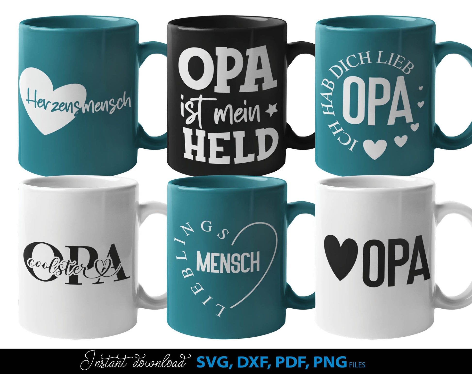 German Opa plotterdatei bundle for Your Opa birthday or fathers day gift ideas. SVG DXF PDF PNG files included. Compatible with Cricut, Silhouette, sublimation printers or other equipment. Cut from vinyl, use for sublimation or laser cut or grave.