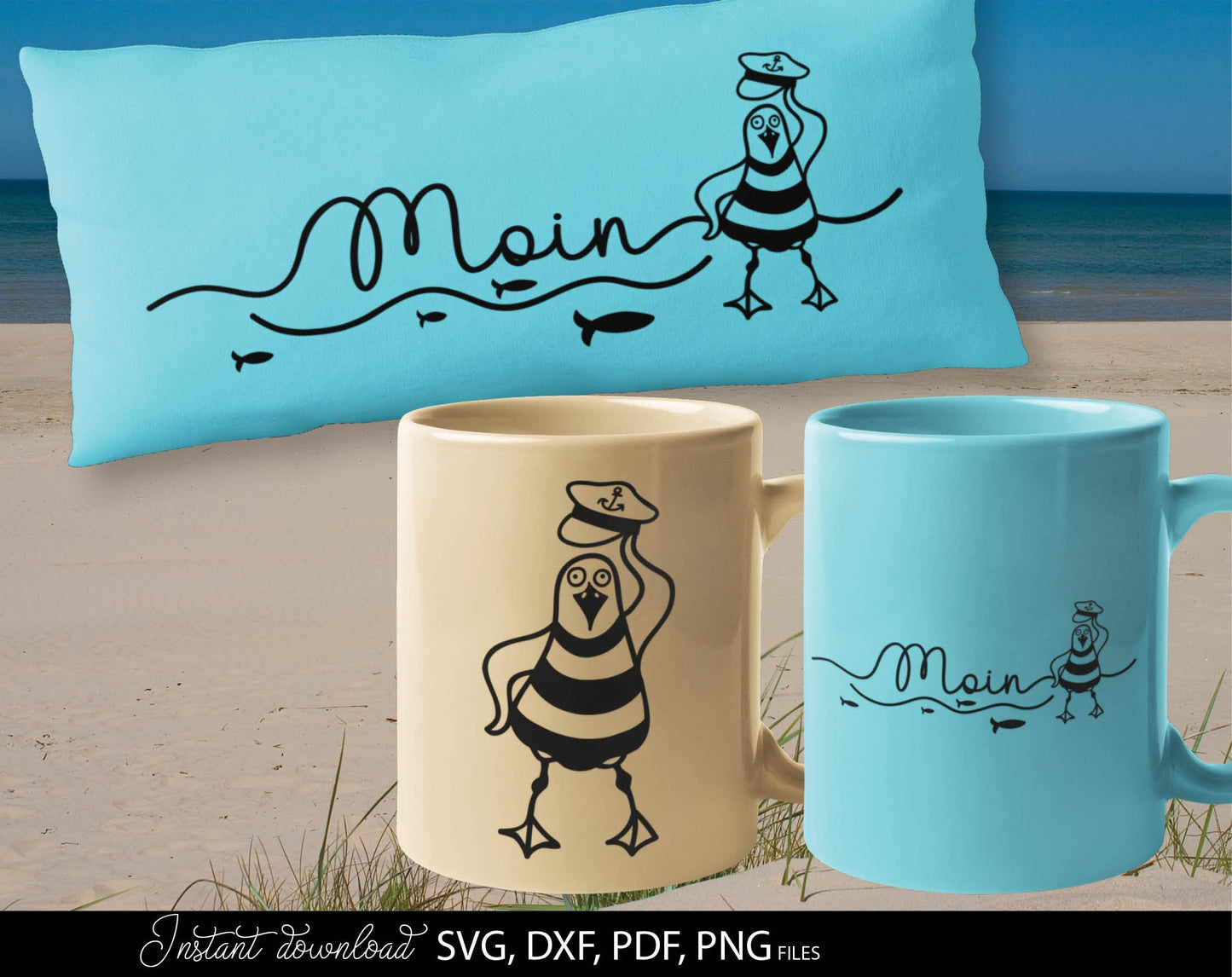 German Moin Plotterdatei Nautical Clipart Möwen svg dxf pdf png files included. Compatible with Cricut, Silhouette, Cameo, sublimation printers. Cut from vinyl, use for sublimation or laser cut or grave projects. Buy now for a good price and enjoy!