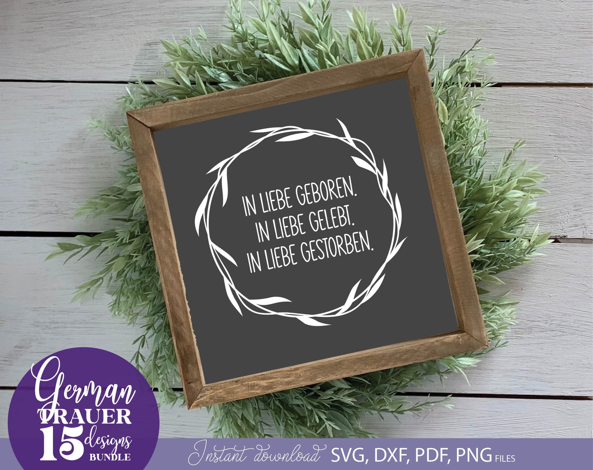 German Trauer Plotter File Bundle. SVG DXF PDF PNG files included. Compatible with Cricut, Silhouette, sublimation printers .etc. Cut from vinyl, use for sublimation or laser cut or grave projects. Buy now for a good price and enjoy!