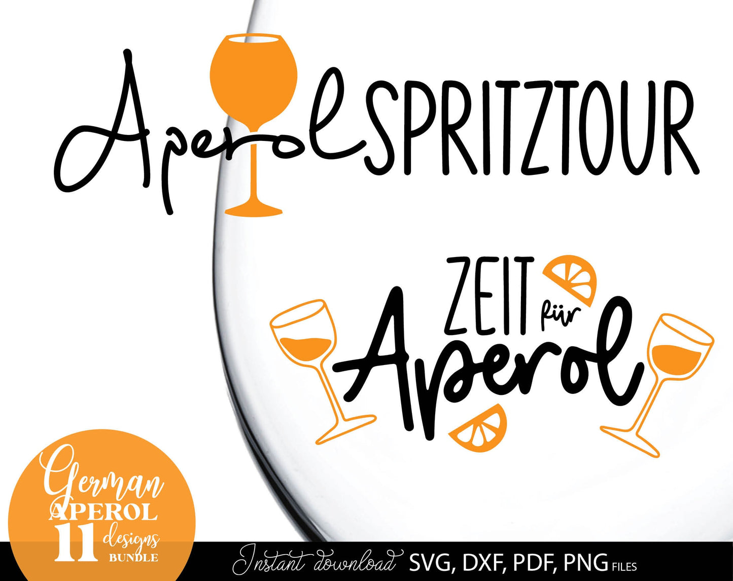 German Aperol spritz quotes bundle. SVG DXF PDF PNG files included. Use with Cricut, Silhouette, Cameo, sublimation printers .etc. Cut from vinyl, use for sublimation or laser cut or grave projects as well. Buy now for a good price and enjoy!