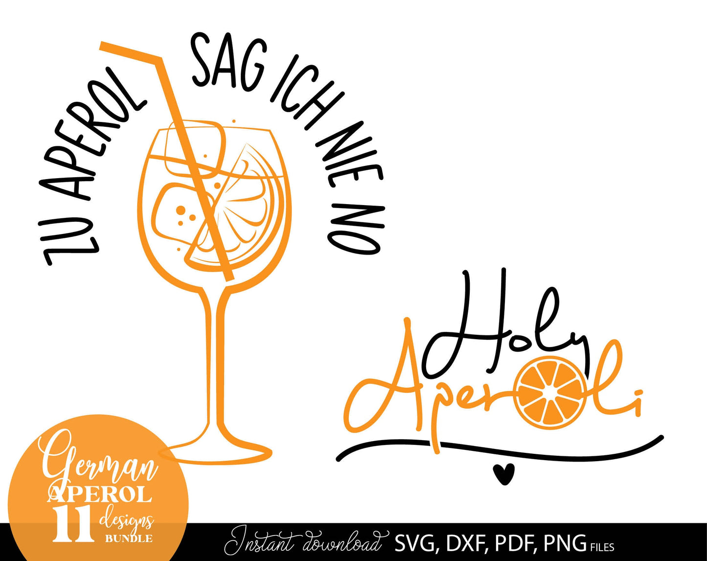 German Aperol spritz quotes bundle. SVG DXF PDF PNG files included. Use with Cricut, Silhouette, Cameo, sublimation printers .etc. Cut from vinyl, use for sublimation or laser cut or grave projects as well. Buy now for a good price and enjoy!