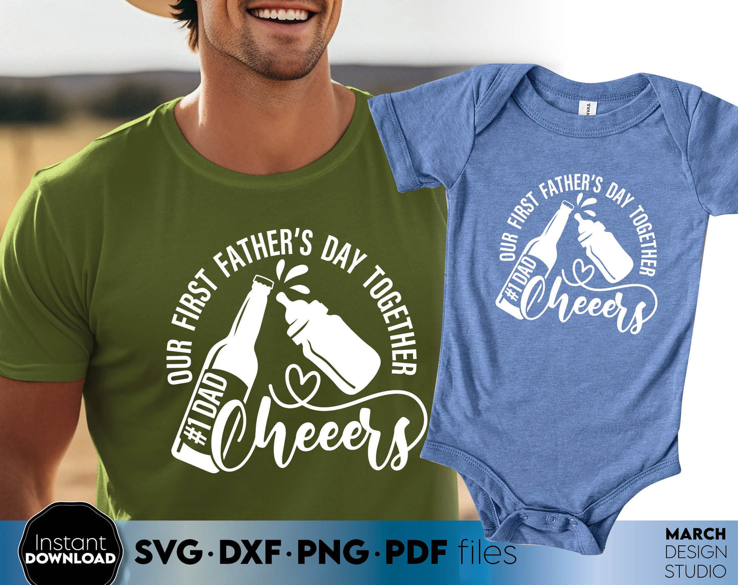 Our first Fathers Day shirts design bundle. Matching shirts design for dad and kids. SVG DXF PNG PDF files included. Compatible with Cricut, Silhouette, sublimation printers and laser cut or grave machines. Buy now for a good price and enjoy!