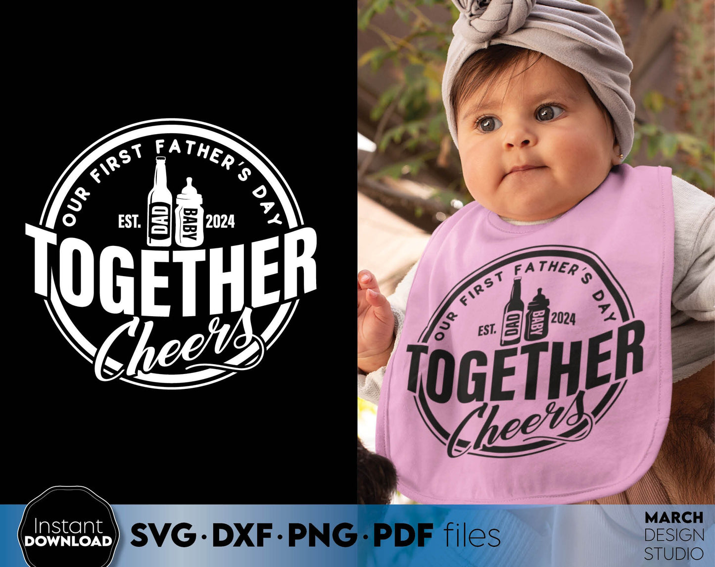 Our first Fathers Day together. Matching Dad and son shirts design. SVG DXF PNG PDF files included. Compatible with Cricut, Silhouette, sublimation printers or laser cut or grave machines. But now for a good price and enjoy!