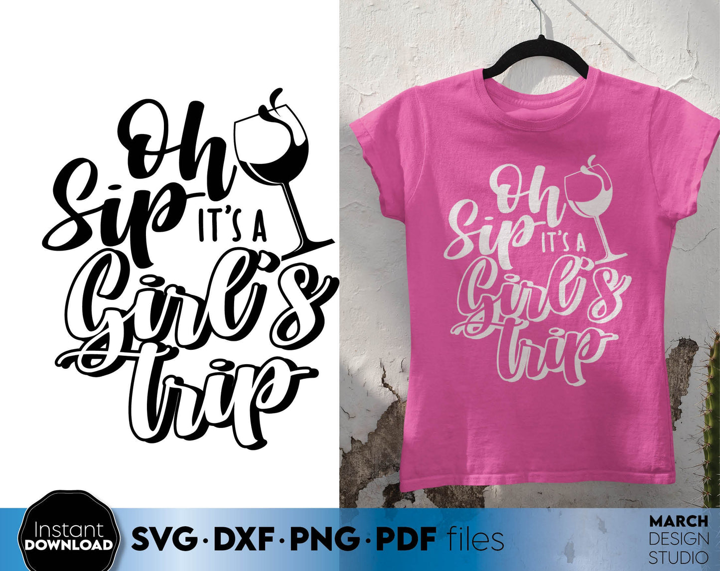 Oh Sip It is a girls trip. SVG DXF PNG PDF files included. Compatible with Cricut, Silhouette, sublimation printer or laser cut or grave machines. Cut from vinyl, sublimation or laser cut or grave projects. Buy now for a good price and enjoy!