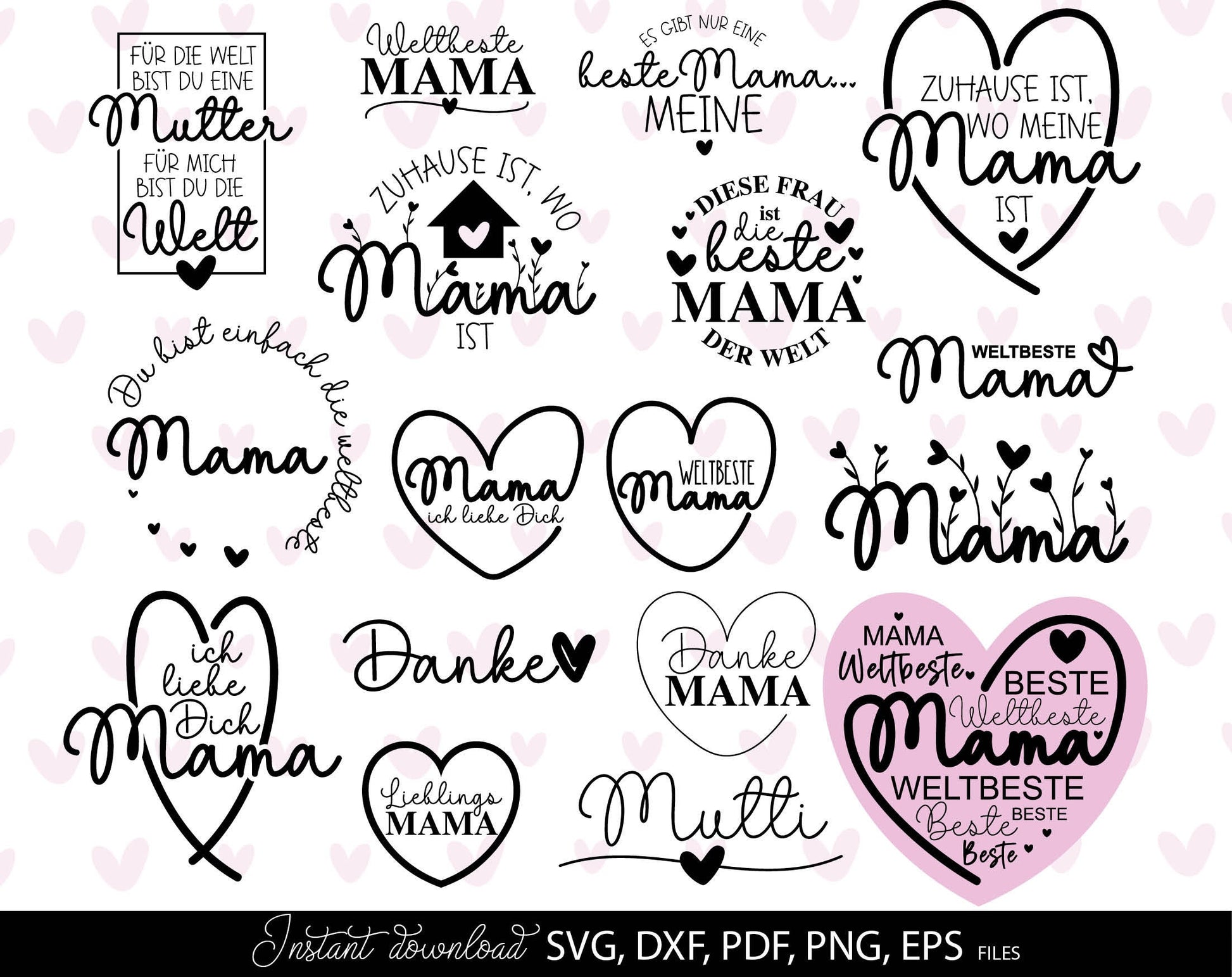 German Mama Plotter File bundle. SVG DXF PDF PNG EPS files included. Compatible with Cricut, Silhouette, sublimation printers or laser cut or grave machines. Cut from vinyl, use for sublimation or laser cut projects. Buy now for a good price, enjoy!