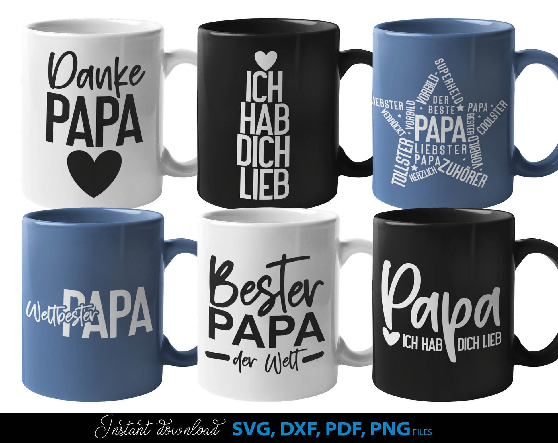 German Papa plotterdatei bundle for Your Papa birthday or fathers day gift ideas. SVG DXF PDF PNG files included. Compatible with Cricut, Silhouette, sublimation printers or other equipment. Cut from vinyl, use for sublimation or laser cut or grave.