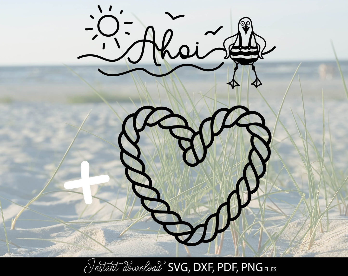 Maritime clipart and Ahoi quote with anchor. SVG DXF PDF PNG files included. Compatible with Cricut, Silhouette, sublimation printers or laser cut or grave equipment as well. Cut from vinyl use for sublimation or laser cut projects. Buy now and enjoy