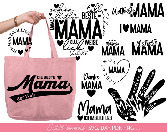 German Mama Plotter File bundle. SVG DXF PDF PNG EPS files included. Compatible with Cricut, Silhouette, sublimation printers or laser cut or grave machines. Cut from vinyl, use for sublimation or laser cut projects. Buy now for a good price, enjoy!