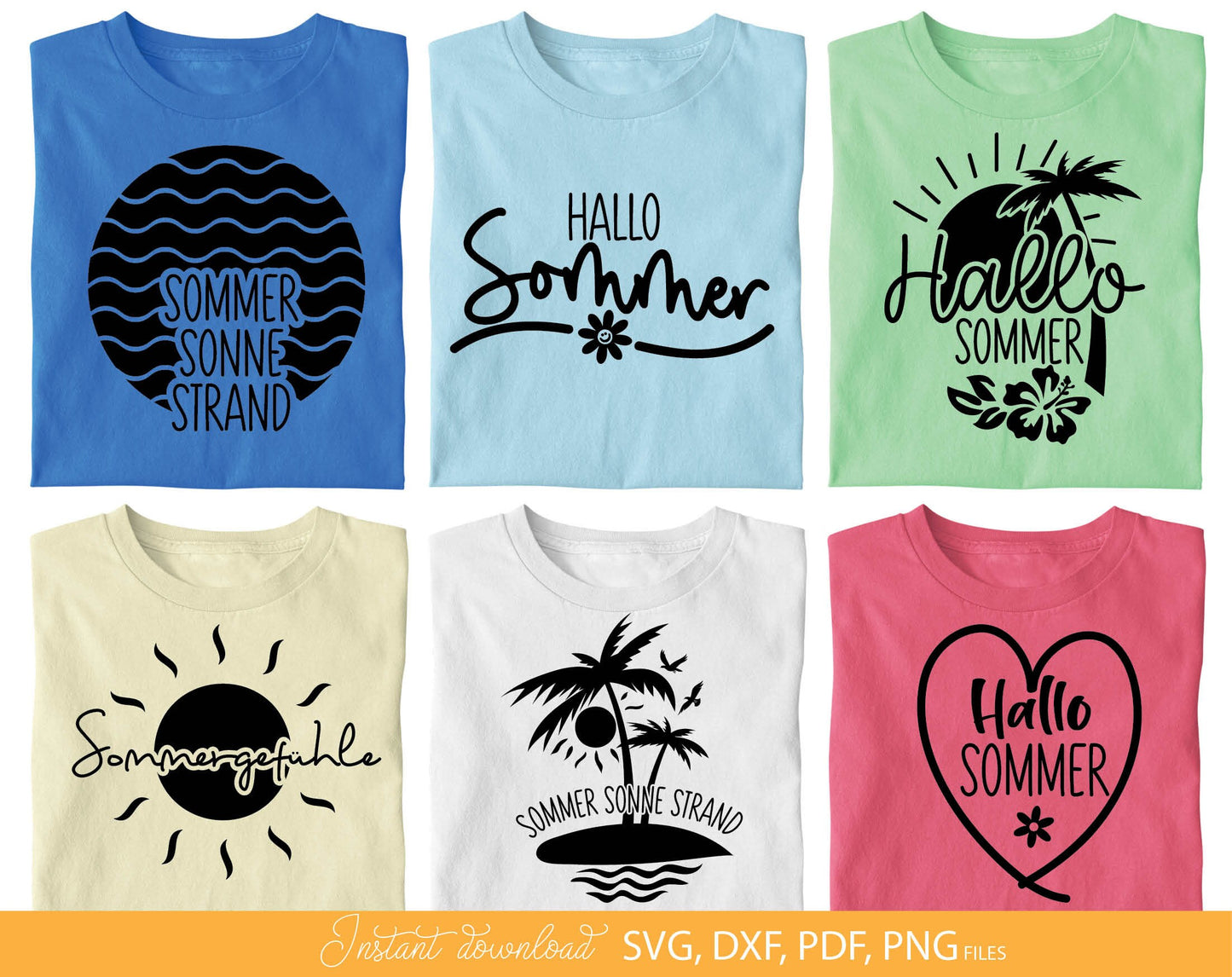 German Sommer Urlaub Plotterdatei Bundle. SVG DXF PDF PNG files included. Compatible with Cricut, Silhouette, sublimation printers or laser cut machines. Cut from vinyl, use for sublimation or laser cut projects. Buy now for a good price, enjoy!