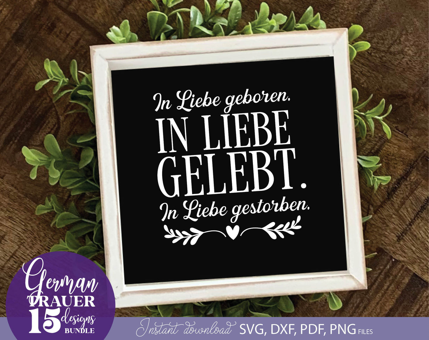 German Trauer Plotter File Bundle. SVG DXF PDF PNG files included. Compatible with Cricut, Silhouette, sublimation printers .etc. Cut from vinyl, use for sublimation or laser cut or grave projects. Buy now for a good price and enjoy!