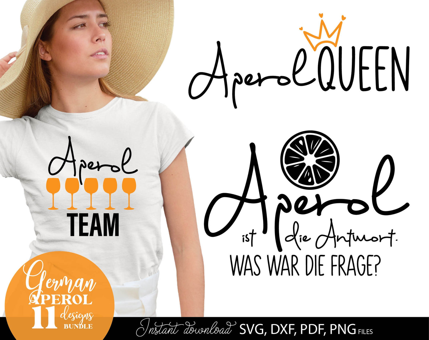 German Aperol spritz quotes bundle. SVG DXF PDF PNG files included. Use with Cricut, Silhouette, Cameo, sublimation printers .etc. Cut from vinyl, use for sublimation or laser cut or grave projects as well. Buy now for a good price and enjoy!