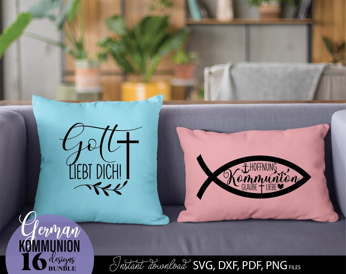 German First Communion Plotter File Bundle. SVG DXF PDF PNG files included. Compatible with Cricut, Silhouette, sublimation printers and other equipment. Cut from vinyl, use for sublimation or laser cut or grave projects. Buy now for a good price!