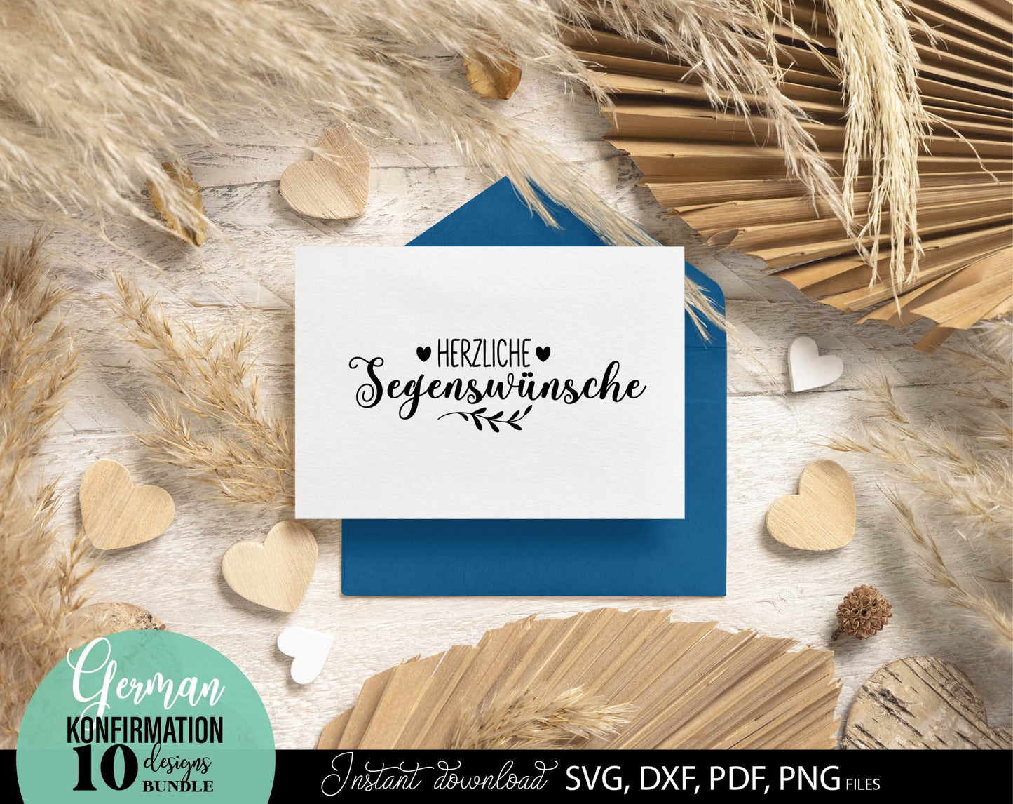 German Konfirmation Plotter File Bundle. SVG DXF PDF PNG files included. Compatible with Cricut, Silhouette, sublimation printers and other equipment. Cut from vinyl, use for sublimation or laser cut or grave projects. Buy now for a good price!