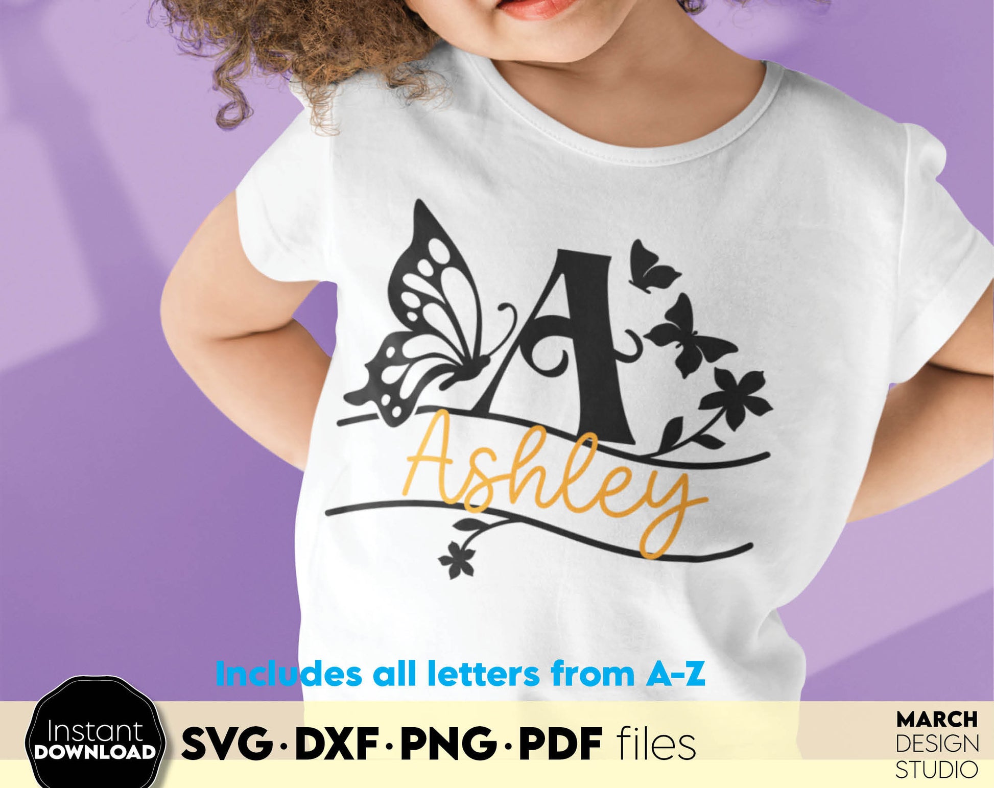 Butterfly Split Monogram Alphabet Letter Bundle for Your Birthday, Easter or other custom gift ideas. SVG DXF PNG PDF files included. Compatible with Cricut, Silhouette or other equipment. Cut from vinyl, use for sublimation or laser cut or grave.