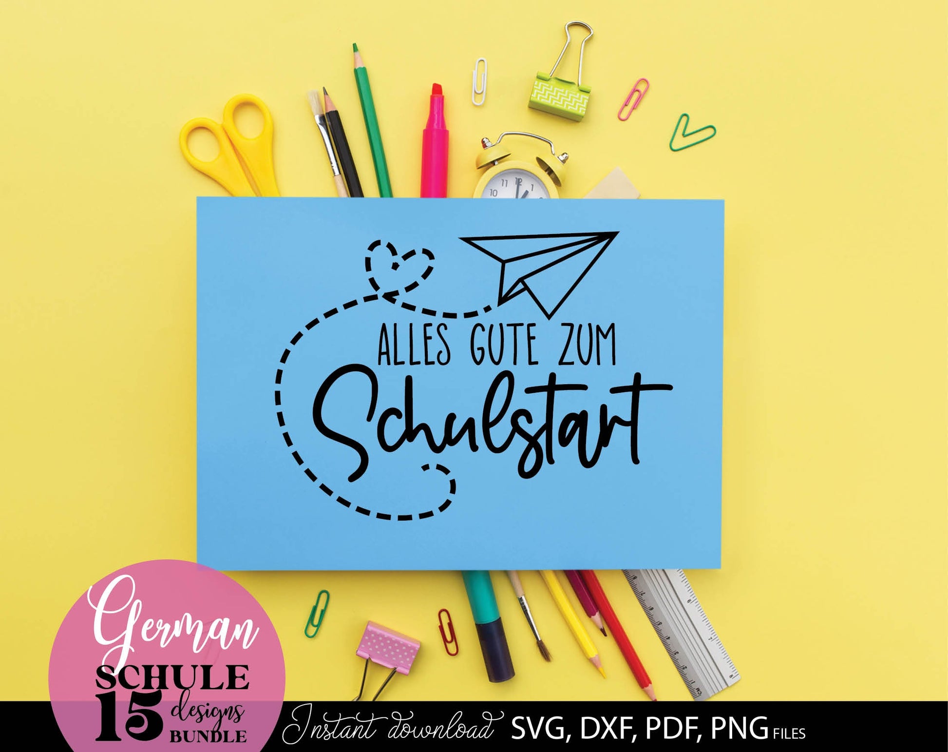 German Schulkind Plotterdatei bundle. SVG DXF PDF JPG PNG files included. Compatible With Cricut, Silhouette Studio, sublimation printers or other equipment. Cut from vinyl, use for sublimation or laser cut or grave projects. Buy now and enjoy!