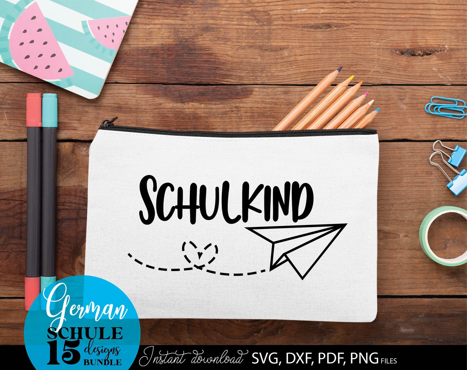 German Schulkind Plotterdatei bundle. SVG DXF PDF JPG PNG files included. Compatible With Cricut, Silhouette Studio, sublimation printers or other equipment. Cut from vinyl, use for sublimation or laser cut or grave projects. Buy now and enjoy!