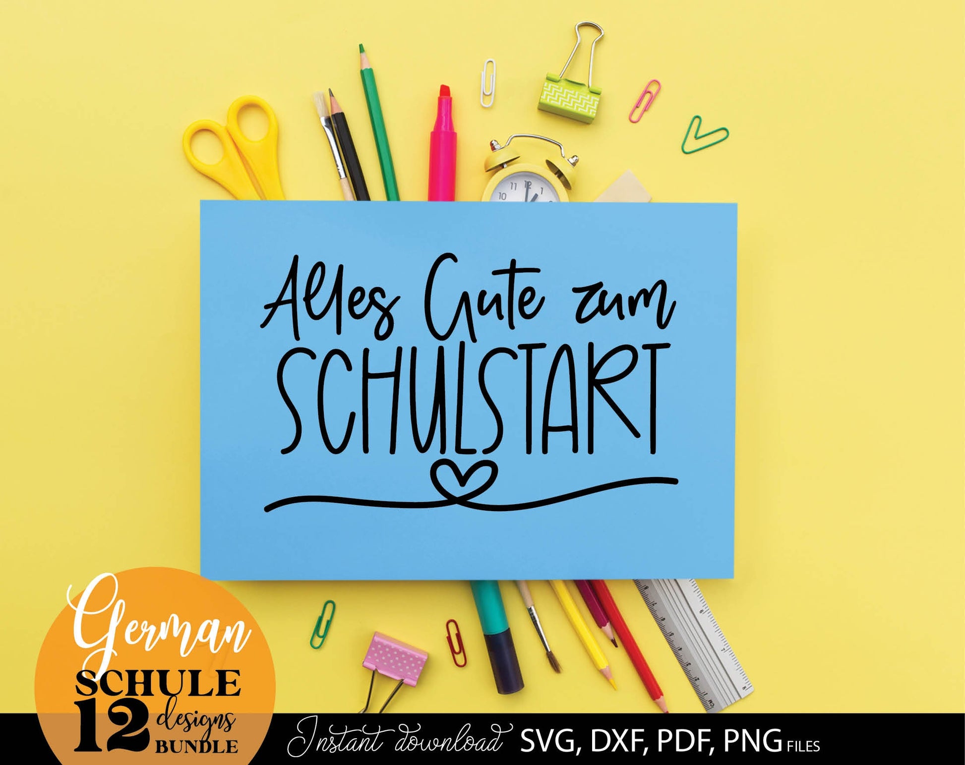 German Schulkind Plotterdatei bundle. SVG DXF PDF JPG PNG files included. Compatible With Cricut, Silhouette Studio, sublimation printers or other equipment. Cut from vinyl, use for sublimation or laser cut or grave projects. Buy now and enjoy!