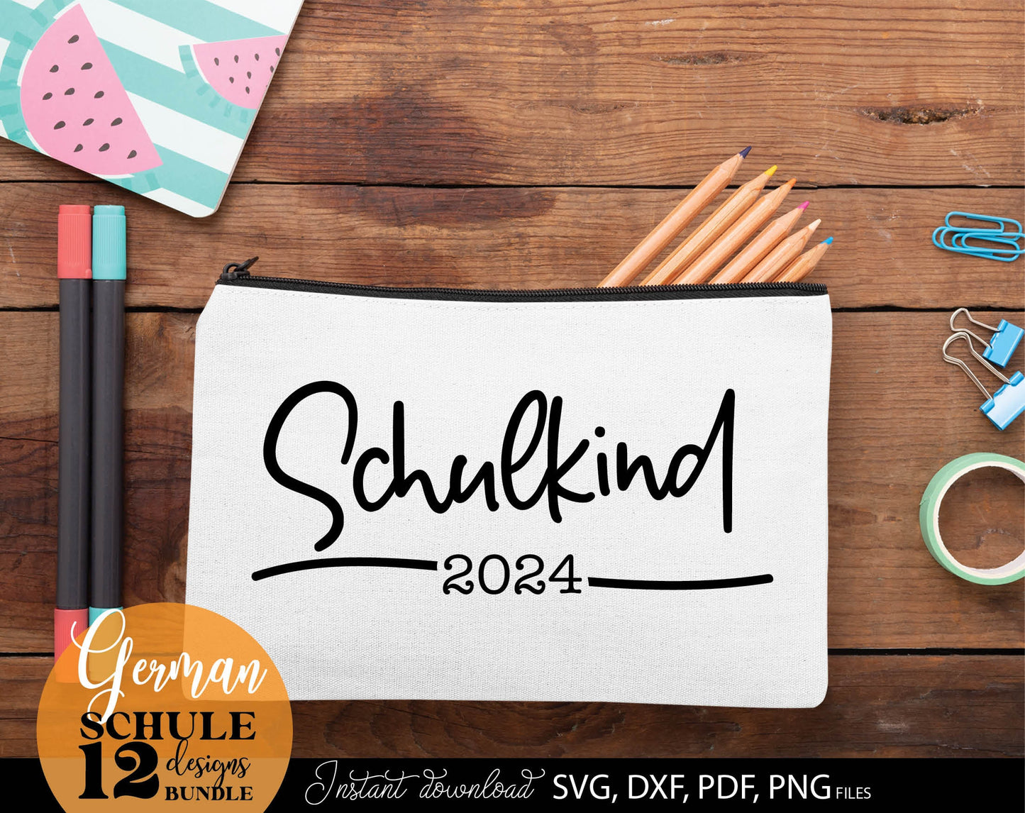 German Schulkind Plotterdatei bundle. SVG DXF PDF JPG PNG files included. Compatible With Cricut, Silhouette Studio, sublimation printers or other equipment. Cut from vinyl, use for sublimation or laser cut or grave projects. Buy now and enjoy!