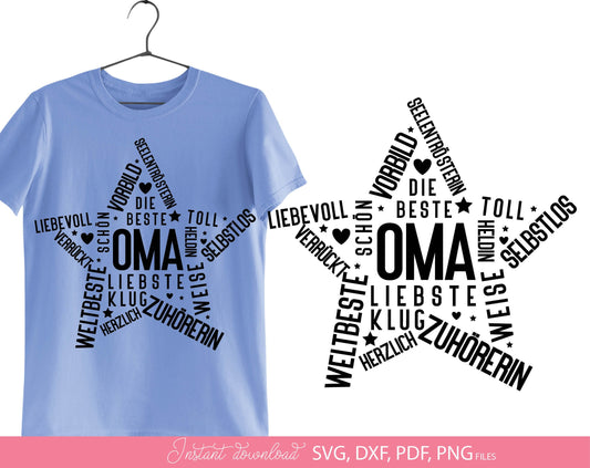 Plotterdatei Oma Großmutter, Oma svg png, Deutsche Sprüche Svg Familie Svg, Laserdatei Oma, Geschenk Oma, Muttertag Oma, Cricut Silhouette