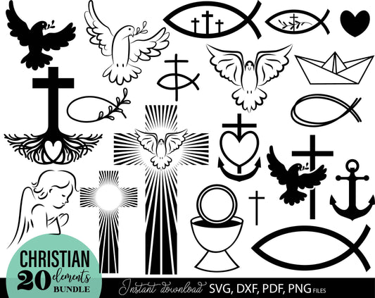 German Church Christian elements bundle. SVG DXF PDF PNG files included. Compatible with Cricut, Silhouette, sublimation printers or other equipment. Cut from vinyl, use for sublimation or laser cut or grave projects. Buy now for a good price!